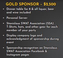 Gold sponsor table